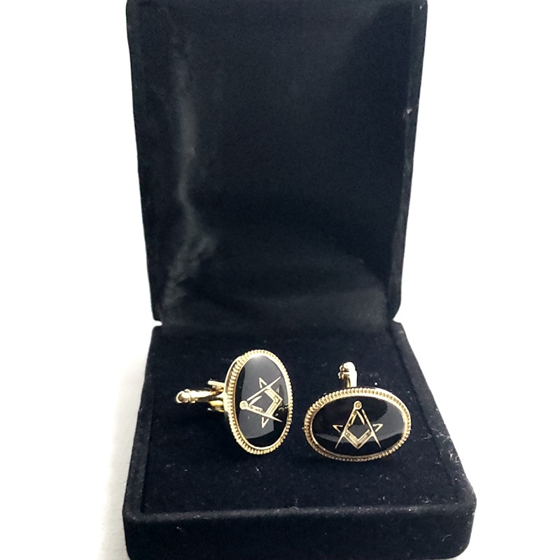 Masonic freemasonry Square and Compasses cufflinks gold plated enamel