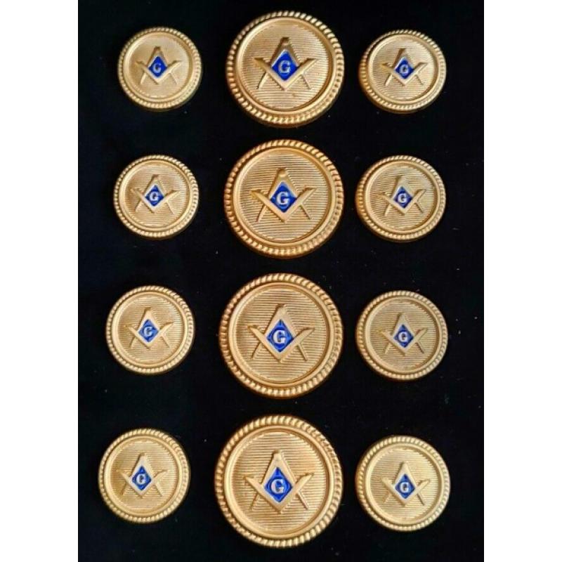 Blazer Jacket button set circular with square & compass G logo with enamel for Masonic Freemasonry