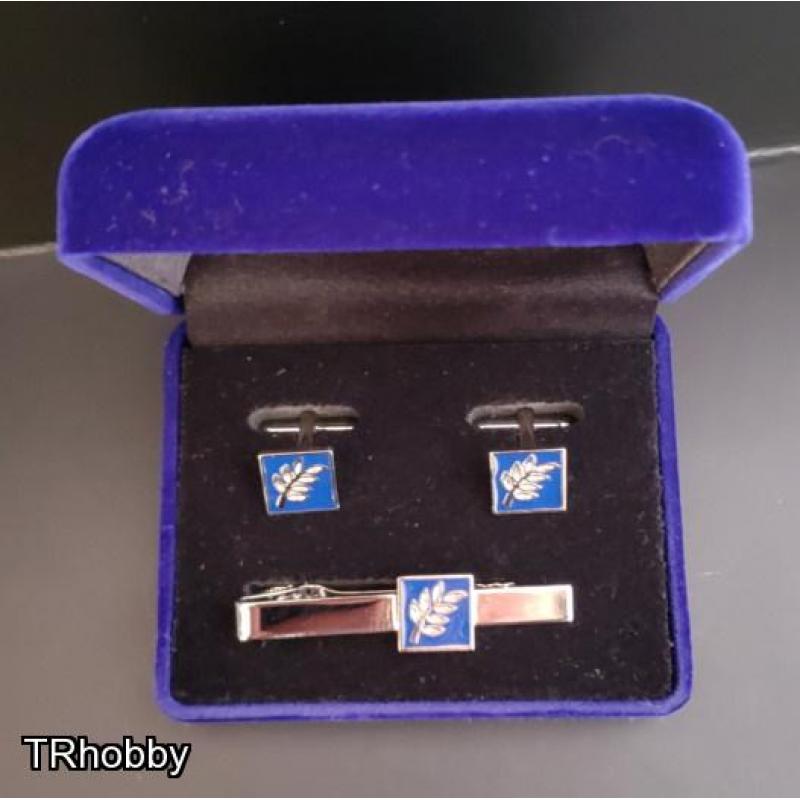 Masonic freemasonry Sprig of Acacia cufflinks – tie bar clip set