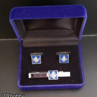 Masonic freemasonry Square and Compasses cufflinks – tie bar clip set