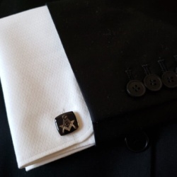 Masonic freemasonry Square and Compasses cufflinks chrome plated enamel