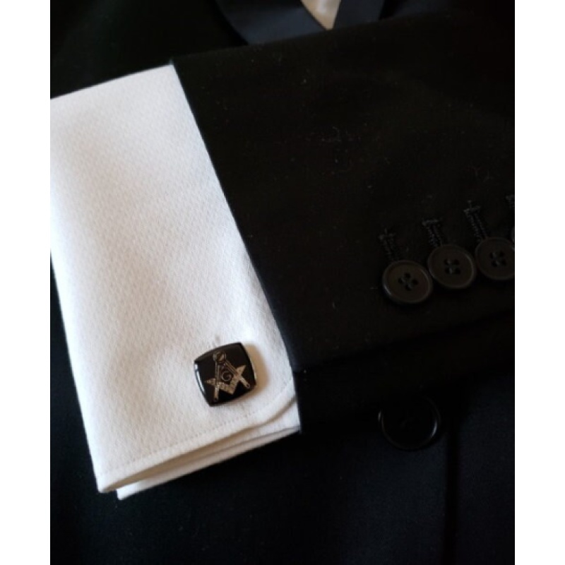 Masonic freemasonry Square and Compasses cufflinks chrome plated enamel