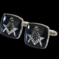 Masonic freemasonry Square and Compasses cufflinks chrome plated enamel