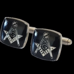 Masonic freemasonry Square and Compasses cufflinks chrome plated enamel