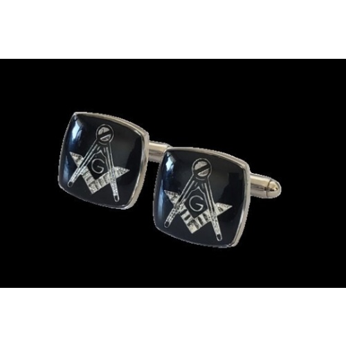 Masonic freemasonry Square and Compasses cufflinks chrome plated enamel