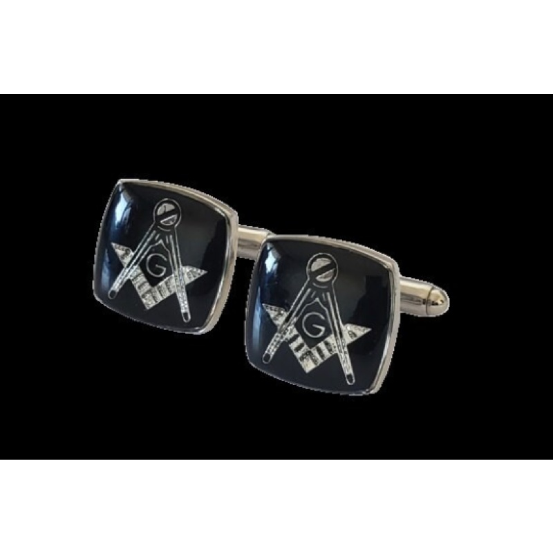 Masonic freemasonry Square and Compasses cufflinks chrome plated enamel