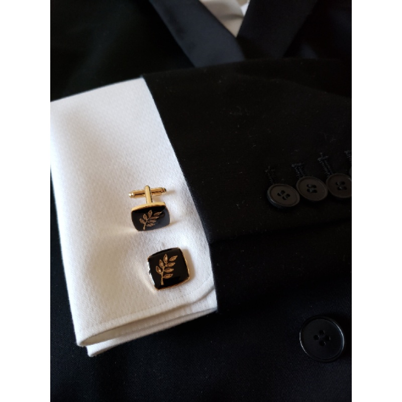 Masonic freemasonry Acacia cufflinks gold plated enamel