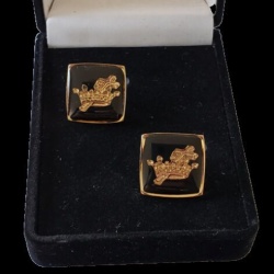 Freemasonry Masonic Black Cufflinks with Gold plated Knights Templar