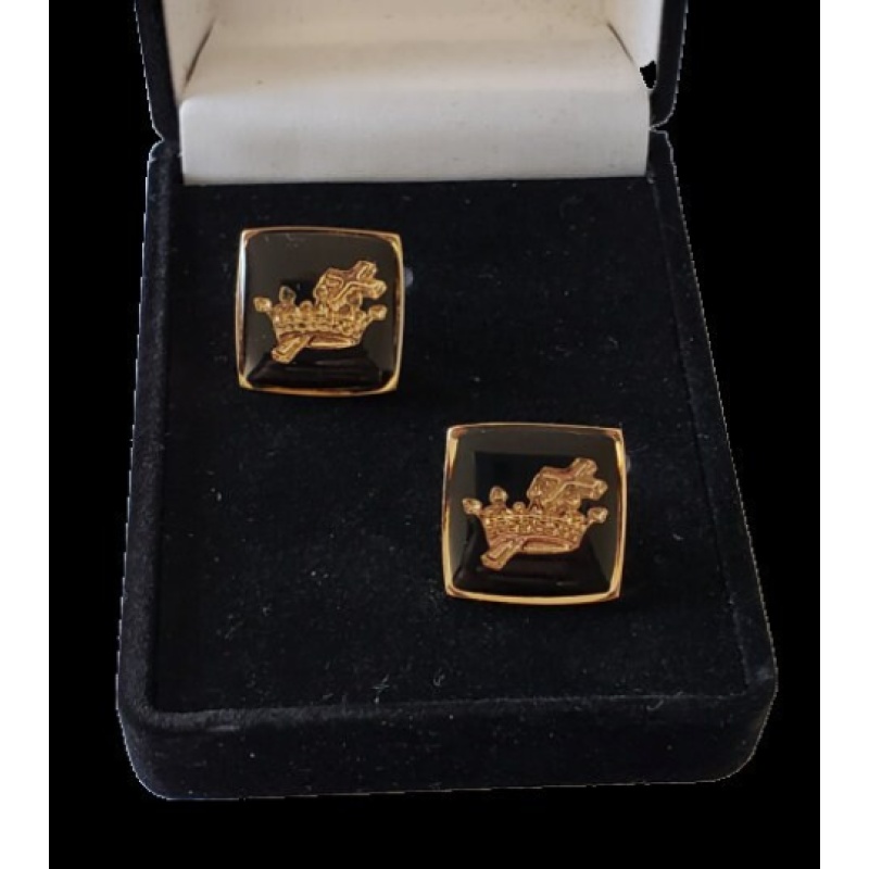 Freemasonry Masonic Black Cufflinks with Gold plated Knights Templar