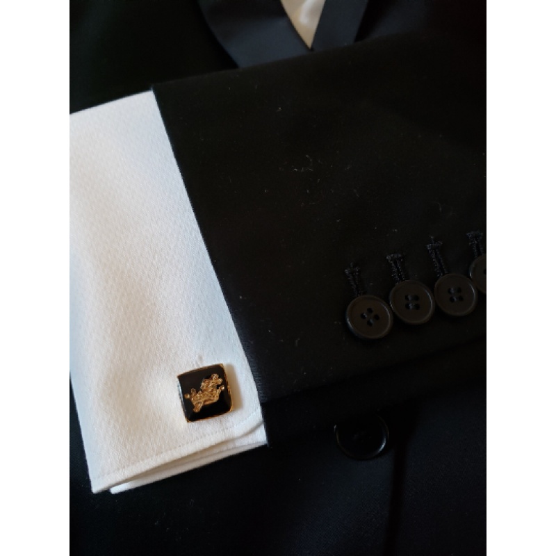 Freemasonry Masonic Black Cufflinks with Gold plated Knights Templar