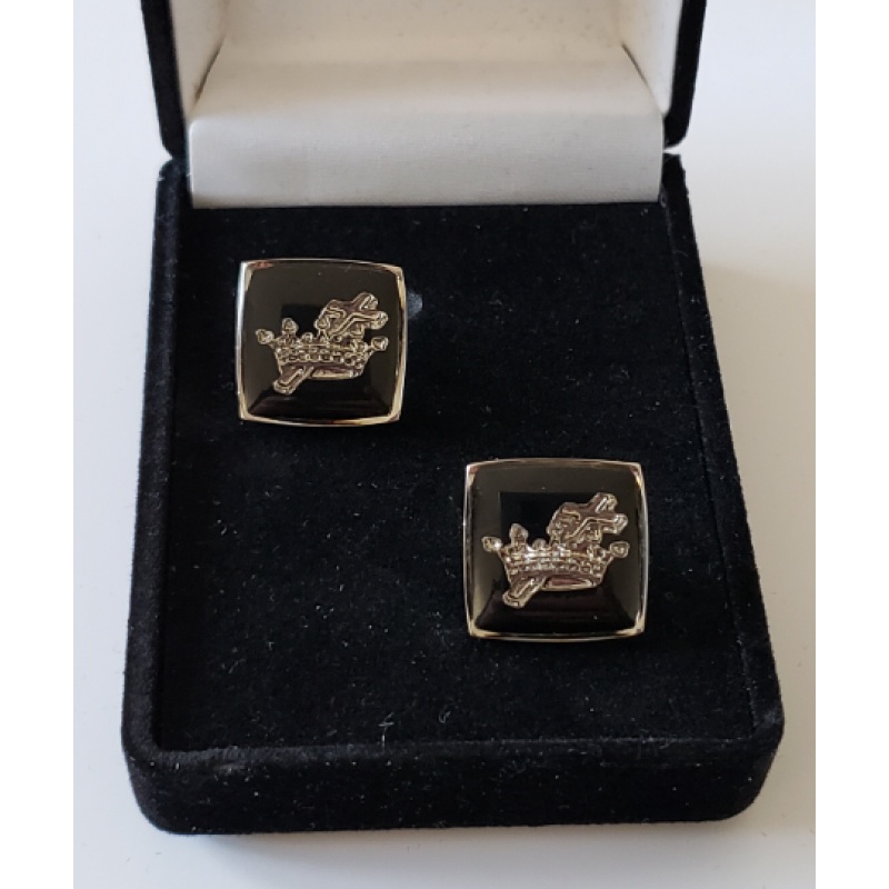 Freemasonry Masonic Black Cufflinks with chrome plated Knights Templar