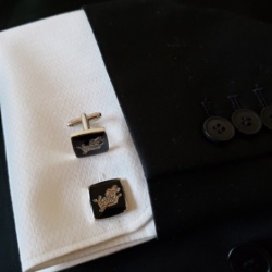Freemasonry Masonic Black Cufflinks with chrome plated Knights Templar