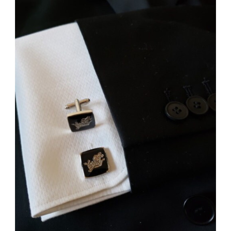Freemasonry Masonic Black Cufflinks with chrome plated Knights Templar