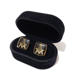 Masonic freemasonry Square and Compasses cufflinks gold plated enamel