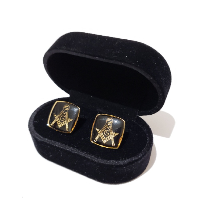 Masonic freemasonry Square and Compasses cufflinks gold plated enamel