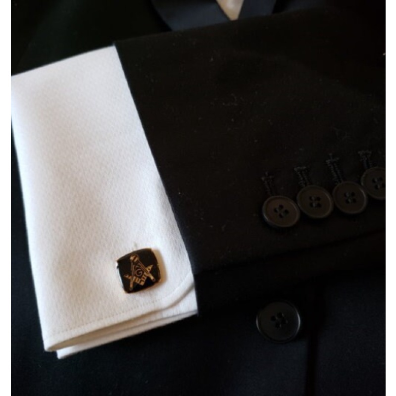 Masonic freemasonry Square and Compasses cufflinks gold plated enamel