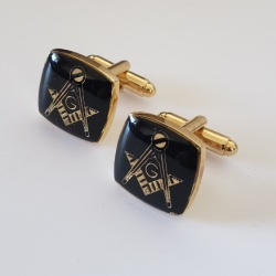 Masonic freemasonry Square and Compasses cufflinks gold plated enamel