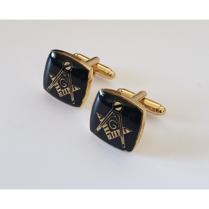 Masonic freemasonry Square and Compasses cufflinks gold plated enamel