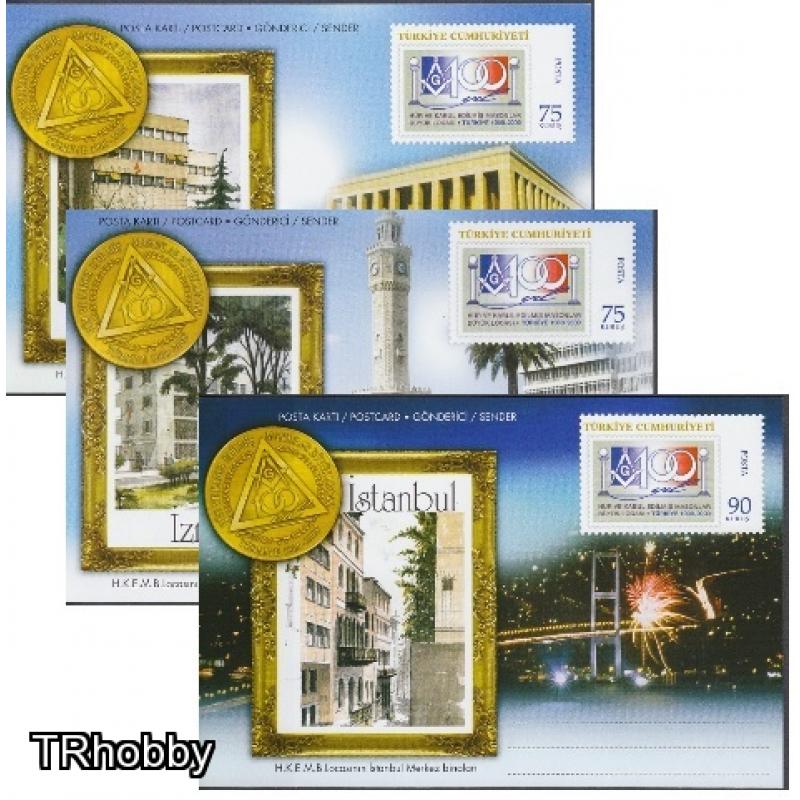 Grand lodge of independent and admitted masons of Turkey cardmax unused SET
